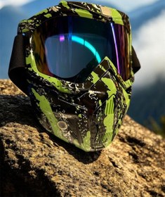 Resim Tex 710 Jet Maske Bisiklet Motosiklet Kayak Çok Amaçlı Maske Mor Camlı Gözlük Yeşil Siyah Çok Renkli 