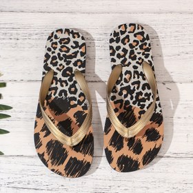 Resim Kadınların EVA Leopar Terlikleri, Hafif Düz Tatil Slaytları, Yaz Plaj Slaytları 