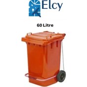 Resim Elcy 60 Lt Plastik Pedallı Çöp Konteyneri Turuncu -Isıya Karşı Dayanıklı 