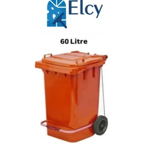 Resim Elcy 60 Lt Plastik Pedallı Çöp Konteyneri Turuncu -Isıya Karşı Dayanıklı 