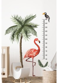Resim MSticker Flamingo Ve Palmiye Ağaçlı Boy Ölçer Sticker Seti 