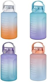 Resim Vagonlife MEGA Büyük Boy 2500ml 2.5Litre Pipetli/Pipetsiz Kullanım Çift Renk Motivasyon Matarası 