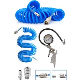 Resim PROXTECH Hava Üfleme Toz Alma 15MT Spiral Hava Hortumu ve Saatli 