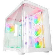 Resim Rampage Loopy Beyaz 7*12CM Argb Fan Kontrolcü Temperli Cam Kumandalı Atx Mid-T Gaming Oyuncu Kasası 