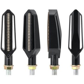 Resim Yunboo Motosiklet Modifikasyon Için 24 Led Çift Renk Akışlı Sinyal Lambası - Fren Lambası Kırmızı Ve Gündüz Çalışma Lambası Beyaz 4 Adet Seti 