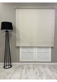 Resim Lüks Güneşlik Düz Stor Perde Krem Krem 