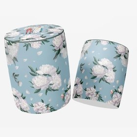 Resim Blue-White Rose Puf (Kumaşı Süettir. Uluslararası Solmama Sertifikasına Sahiptir.) 