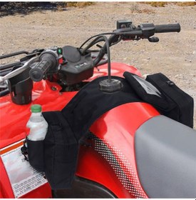 Resim Vkemall Atv/utv İçin Siyah 600d Oxford Kumaş Çift Zip Bölmeli Yakıt Tankı Çantası - Kolay Kurulumlu Taşıma Çantası Siyah 
