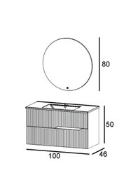 Resim Denko Tiran 100 Cm Beyoğlu Gri Banyo Dolabı Takımı Ve Boy Dolabı Beyaz 