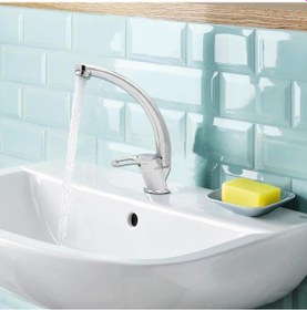 Resim New Banyo Dante Kısa Kuğu Lavabo Bataryası Krom D-40204 