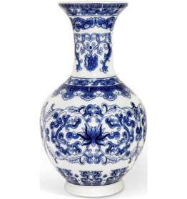 Resim 14 Cm Çin Tarzı Mavi Beyaz Seramik Dekoratif Vazo Küçük Masa Vazosu Çok Renkli 