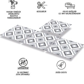 Resim Tink Kendinden Yapışkanlı Mutfak Kaplama Geometrik 031 Desenli Pvc Karo 30x30 cm 11 Adet 1m2 