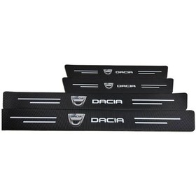 Resim Dacia Logolu Karbon Kapı Eşiği Koruyucu Bant Folyo 4'lü Set 