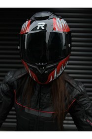 Resim Rivox R1 Venom Siyah Vizörlü Kapalı Kask (Güneş Vizörlü) 