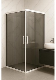 Resim Duşakabin Füme Temper Cam Kare Beyaz Profil - Yükseklik: 190 Cm Beyaz 