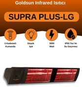 Resim GOLDSUN Supra Plus 3000 Watt GSS30PLG Düşük Işık Kumandalı Suya Dayanıklı Elektrikli İnfrared Isıtıcı-Siyah 