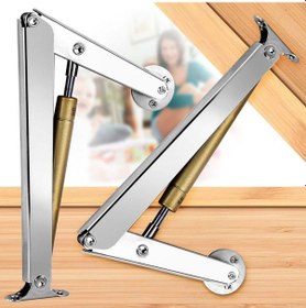 Resim Vkemall 2 Adet 200n Gazlı Yaylı Destek Çubuğu - Tatami, Yatak Tahtası, Kapı İçin Hidrolik Gömme/gömme Açma Konstrüksiyonu Gümüş 