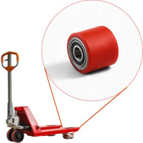Resim Badem10 70x60x20 mm Transpalet Tekeri RPR Rulmanlı Bilyalı Kırmızı Tekerlek Palet Taşıma Arabası Tekeri 