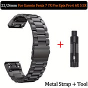 Resim For Garmin Fenix 8 E 7 7X Pro 9 6X Plus için Paslanmaz Çelik Saat Kayışı, QuickFit 22/26mm, Metal Kayış + Araç, Enduro 3 Tactix 8 için, Firebee tarafından 