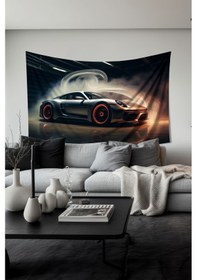 Resim Hızlı Ve Havalı Araba Desenli Duvar Halısı Duvar Örtüsü Tapestry Süet Dokulu Kumaş 