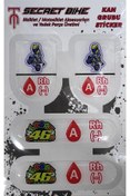 Resim SARİSSA BİSİKLET Secret Bike Mavi Motosiklet Ve Kask Kan Grubu Sticker A Rh (-) Negatif 