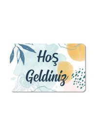 Resim Dijital Baskılı Hoş Geldiniz Yazılır Desenli Dekoratif Dış Kapı Önü Ve Iç Mekan Paspası Yıkanabilir Mavi 