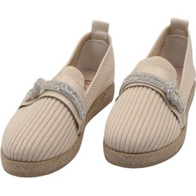 Resim Celira Bej Triko Taşlı Kadın Günlük Babet Ayakkabı Bej 