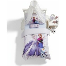 Resim Lisanslı Frozen Lila Frostet Lastikli Tek Kişilik Nevresim Takımı %100 Pamuk 
