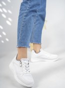 Resim Muggo Alpha Garantili Kadın Ortopedik Günlük Bağcıklı Fermuarlı Şık Tarz Rahat Sneaker Spor Ayakkabı 