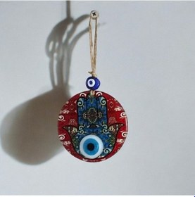 Resim Fatma Ana Bereket Eli Desenli Nazar Boncuklu Duvar Süsü 10 Cm Cam 