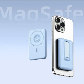 Resim 10000 Mah Manyetik Kablosuz Güç Bankası 3 İn 1 Taşınabilir Yardımcı Pil Pd20w Blue 5000mah Mavi 