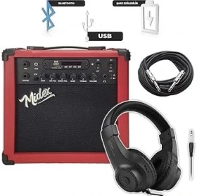 Resim MGA-25RDBT-HD Şarjlı Elektro Gitar Amfisi 25 Watt USB Bluetooth Distortion Kulaklık ve Kablo 
