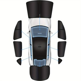 Resim 8 adet for TESLA Model Y Penceresi Gizlilik Güneşlik için - Siyah Polyester Fiber, Ön ve Arka Camlar için Tüm Pencereler, Yan Pencereler Araba İç Aksesuarları, Açık Hava Kampı için Gerekli Eşyalar | Şık Pencere Tratmanı | Dayanıklı Pencere Filmi, Araba Güneşlik 
