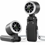 Resim Taşınabilir El Tipi Yüksek Hızlı Turbo USB Fan, 5 Ayarlanabilir Hız, 3600mAh Pil ile 10 Saate Kadar Çalışma Süresi, Hava Turbo Teknolojili Soğutmalı 3’ü 1 Arada Manuel Fan, Masaüstü, Oturma Odası ve Seyahat İçin Uygun 