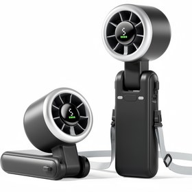 Resim Taşınabilir El Tipi Yüksek Hızlı Turbo USB Fan, 5 Ayarlanabilir Hız, 3600mAh Pil ile 10 Saate Kadar Çalışma Süresi, Hava Turbo Teknolojili Soğutmalı 3’ü 1 Arada Manuel Fan, Masaüstü, Oturma Odası ve Seyahat İçin Uygun 