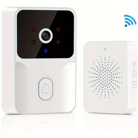 Resim Beyaz Kameralı Akıllı Kapı Zili Kamera Sistemli Mini Doorbell Görüntülü Kapı Zili Hareket Sensörlü Gece Görüşlü Ev Ofis Güvenlik Şarjlı Kapı Zili 