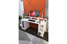 Resim Ases Mobilya Ases ELA415 Masa Üstü Raflı Oyuncu Bilgisayar Masası ve Çalışma Masası 