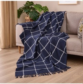 Resim Soft Plaid Koltuk Şalı - Lacivert - 150x200 Cm Renkli 