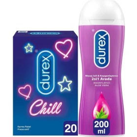 Resim Durex Chill Karma Prezervatif 20’li + Durex Play & Masaj Jeli Aloe Vera, 200 ml 
