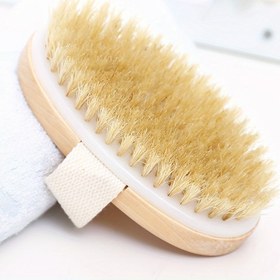 Resim Doğal Ahşap Kıllı Vücut Fırçası - Derinlemesine Temizlik ve Peeling için Yumuşak Islak Kuru Masaj Aleti 