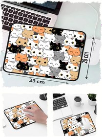 Resim Ponçik Kediler Tasarımlı 33x28 Cm Mousepad Kaymaz Taban Rahat Konforlu Mouse Pad 