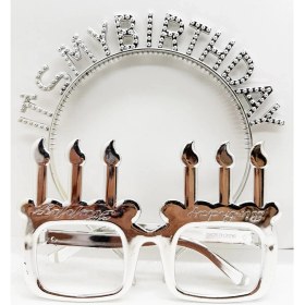 Resim Marsilyan It&amp;amp;apos;s My Birthday Yazılı Taç ve Mum Şekilli Gözlük Seti Gümüş Renk (K95) 