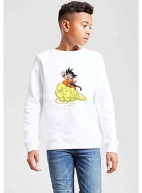 Resim Anime Dragon Ball Baskılı Unisex Çocuk Beyaz Sweatshirt (534752941) 