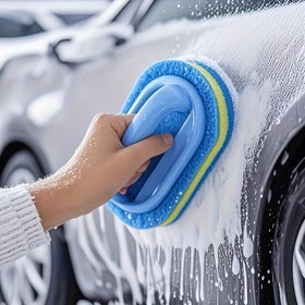 Resim Ultra ince lifli mavi sünger fırça, araba ve motosiklet temizleme süngeri - süper emici, ergonomik tasarım, araç detaylarını kolayca temizler, ev temizlik aksesuarları 