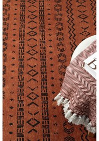 Resim Gaia Kiremit Halı Yıkanabilir Kaymaz Taban Şönil Kilim Dokuma Pamuk Taban Kilim 10319 Kiremit 