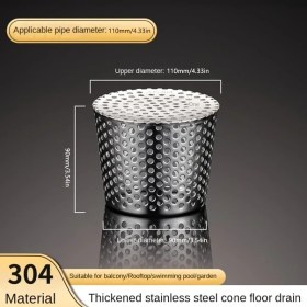 Resim Chuangyinshop 110mm Paslanmaz Çelik Çatı Drenaj Kapağı Tıkanmaz Dış Filtreli 