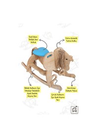 Resim Ahşap Sallanan At-deri Koltuklu-ayak Destekli- Yeni Model -mavi 