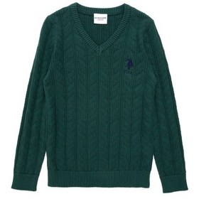 Resim U.S. Polo Assn. Erkek Çocuk Koyu Yeşil Basic V Yaka Kazak 50293535-VR079 