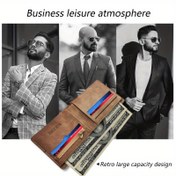 Resim Erkek Vintage Kahverengi Cüzdan - Kabartmalı 'B' - Büyük Kapasiteli Çoklu Kart Tutucu, Para Klipsi ve Madeni Para Cebi | Dayanıklı Sentetik Suni Deri | İş ve Günlük Kullanım için Minimalist Tasarım, İş ve Günlük Kullanım Aksesuarı | Retro Cüzdan | Dokulu Bitiş, Cüzdanlar 