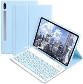 Resim M.TK moveteck Samsung Galaxy Tab S7 Fe S8 Plus Uyumlu 12.4inç Klavyeli Kılıfı Kalem Bölmeli Bluetooth Q Kılıf T970, mavi, Tek Ebat, s7fe-klaveye-mavi 